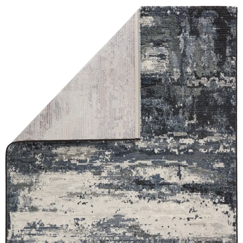 Dash Buxton Abstract Blue/ Light Gray Area Rug (9'2"X12'6")