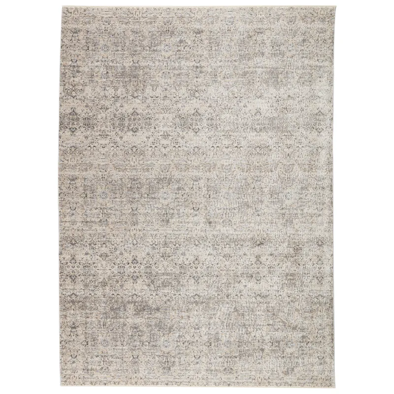En Blanc Vibe by  Candide Trellis Gray/ Ivory Area Rug (5'3"X7'6")