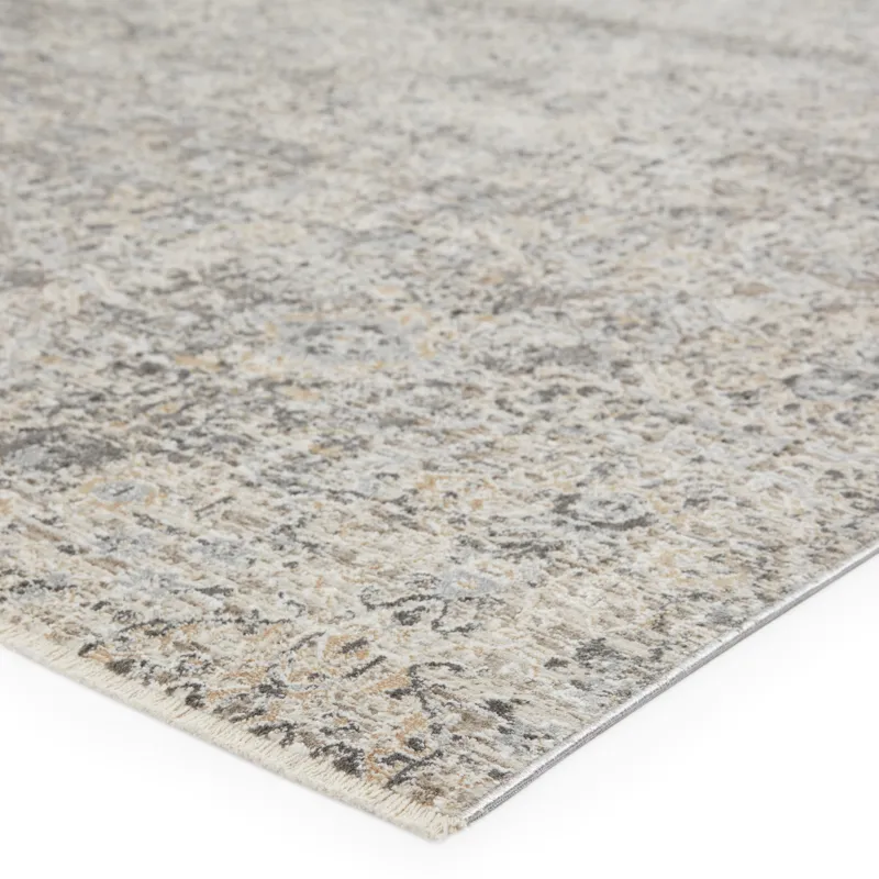En Blanc Vibe by  Candide Trellis Gray/ Ivory Area Rug (5'3"X7'6")