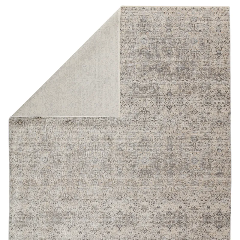 En Blanc Vibe by  Candide Trellis Gray/ Ivory Area Rug (5'3"X7'6")