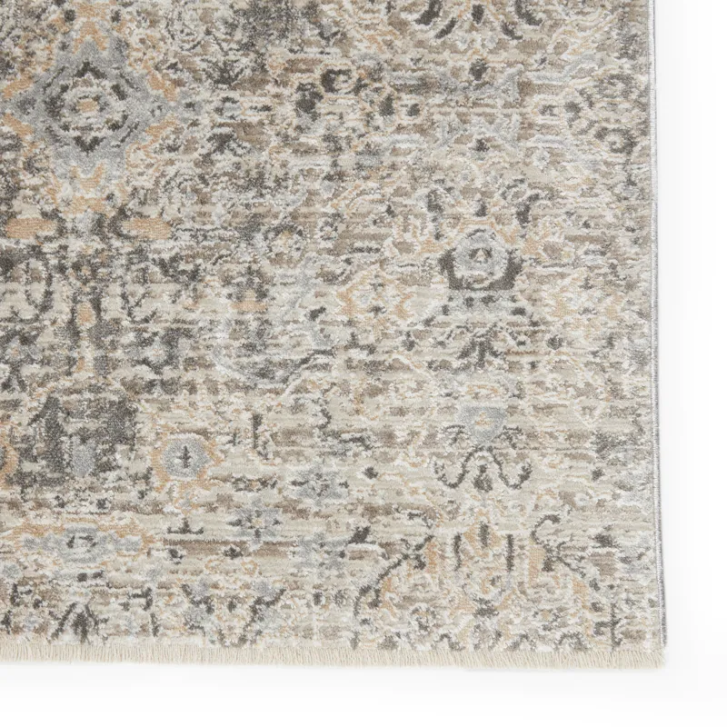 En Blanc Vibe by  Candide Trellis Gray/ Ivory Area Rug (5'3"X7'6")