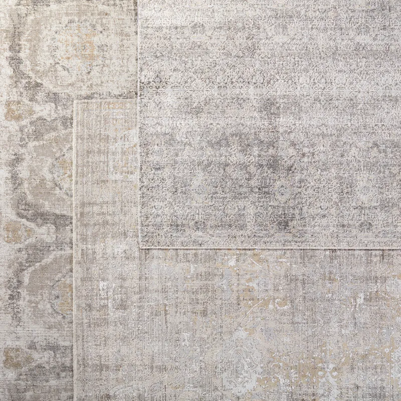 En Blanc Vibe by  Candide Trellis Gray/ Ivory Area Rug (5'3"X7'6")