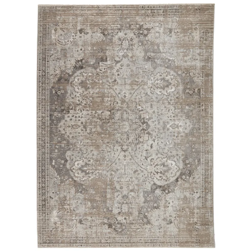 En Blanc Vibe by  Ginevra Medallion Gray/ Ivory Area Rug (7'10"X10'10")