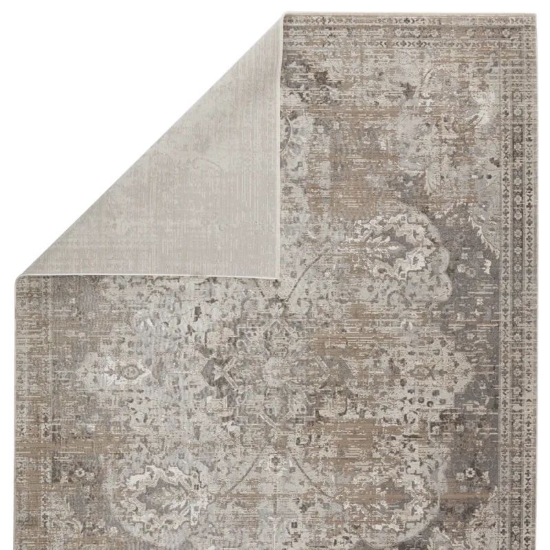 En Blanc Vibe by  Ginevra Medallion Gray/ Ivory Area Rug (7'10"X10'10")