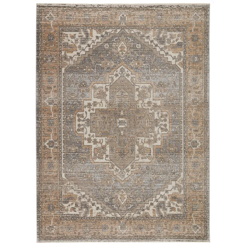 En Blanc Vibe by  Venn Medallion Tan/ Gray Area Rug (7'10"X10'10")