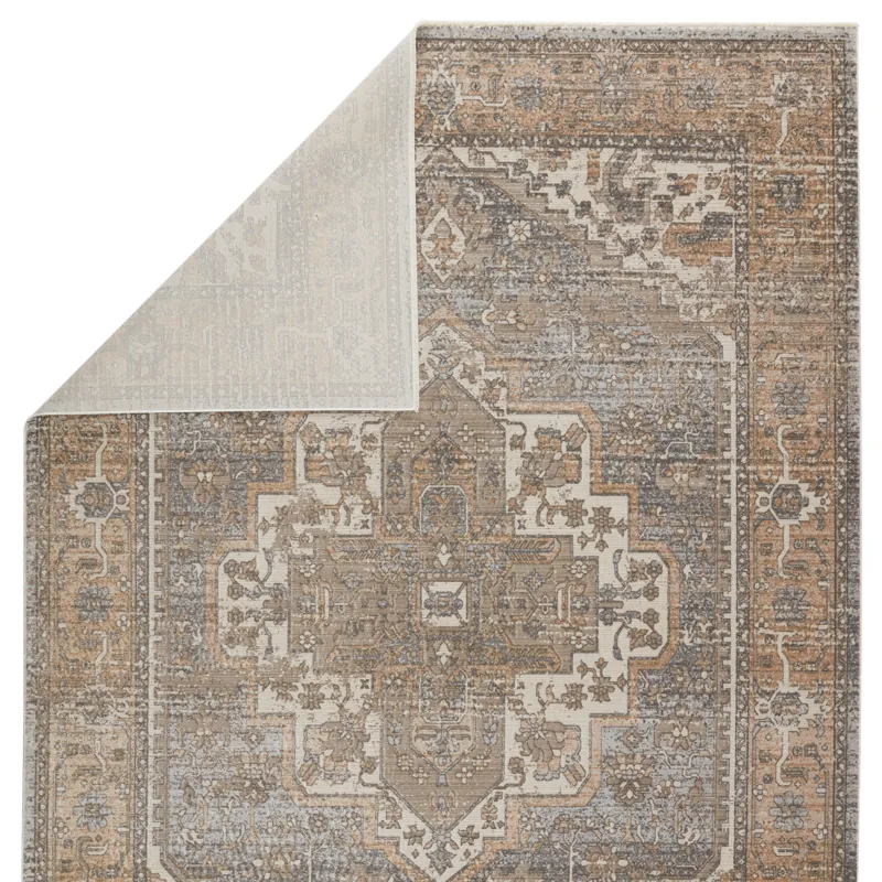 En Blanc Vibe by  Venn Medallion Tan/ Gray Area Rug (7'10"X10'10")