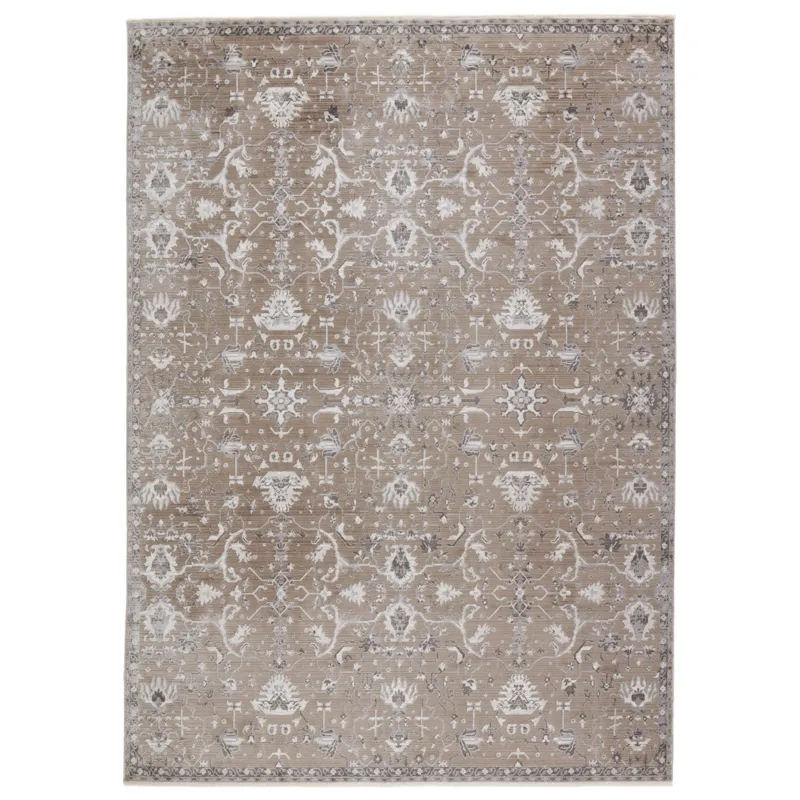 En Blanc Vibe by  Fionn Oriental Gray/ Taupe Area Rug (5'3"X7'6")
