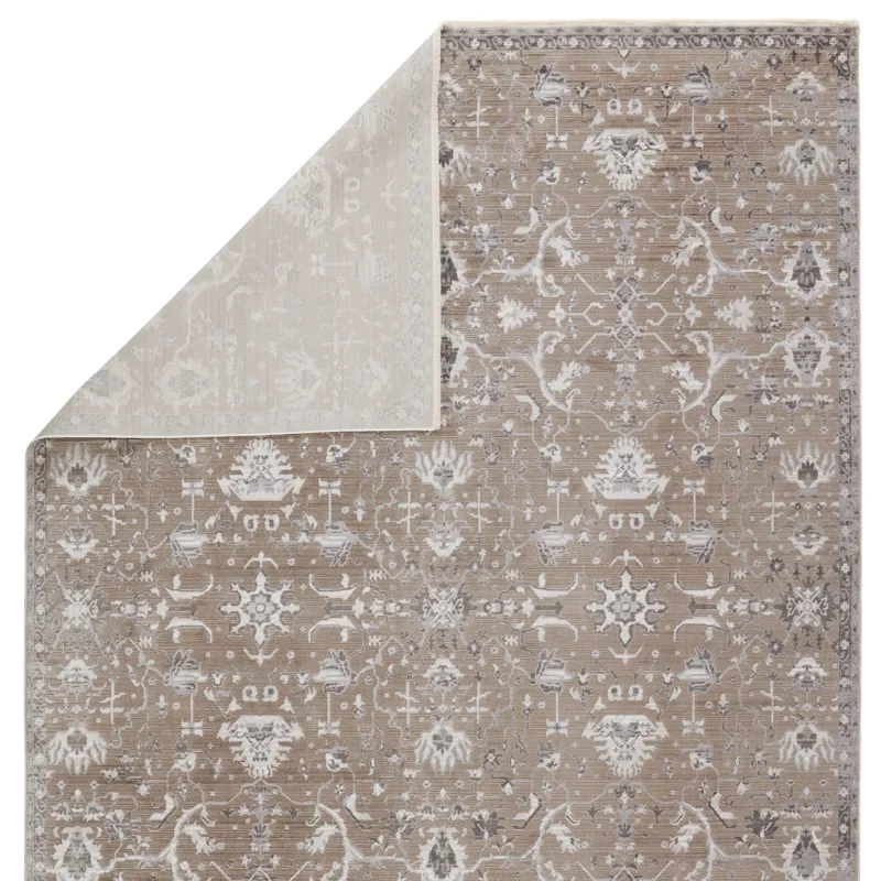 En Blanc Vibe by  Fionn Oriental Gray/ Taupe Area Rug (5'3"X7'6")