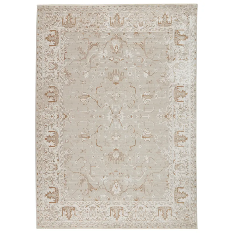 En Blanc Vibe by  Dhaval Oriental Light Gray/ White Area Rug (7'10"X10'10")