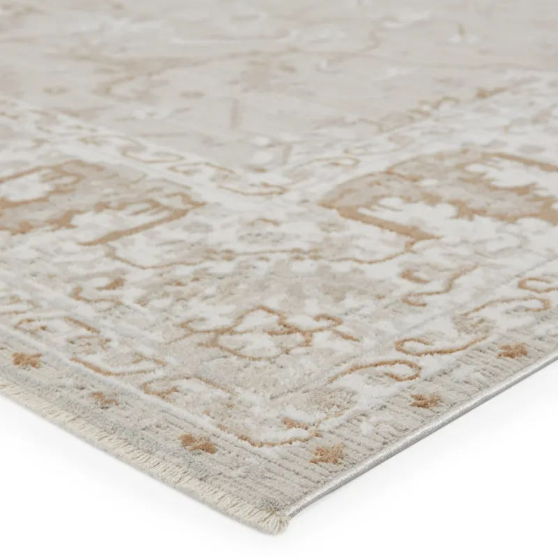 En Blanc Vibe by  Dhaval Oriental Light Gray/ White Area Rug (7'10"X10'10")