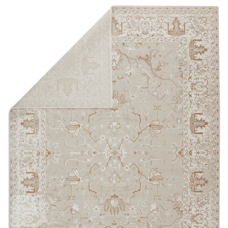 En Blanc Vibe by  Dhaval Oriental Light Gray/ White Area Rug (7'10"X10'10")