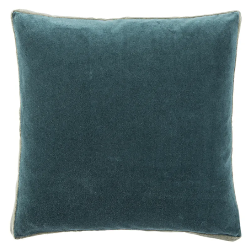 Emerson Bryn Solid Teal/ Gray Down Throw Pillow 18 inch