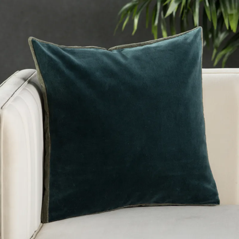 Emerson Bryn Solid Teal/ Gray Down Throw Pillow 18 inch