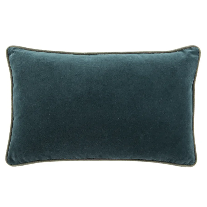 Emerson Lyla Solid Teal/ Cream Poly Lumbar Pillow