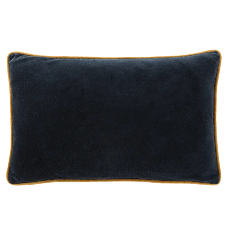 Emerson Lyla Solid Navy/ Cream Poly Lumbar Pillow