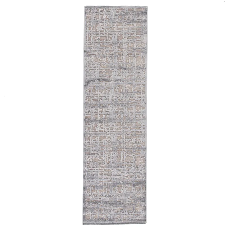 Fables Dreamy Abstract Gray/ Silver Runner Rug (2'6"X8')