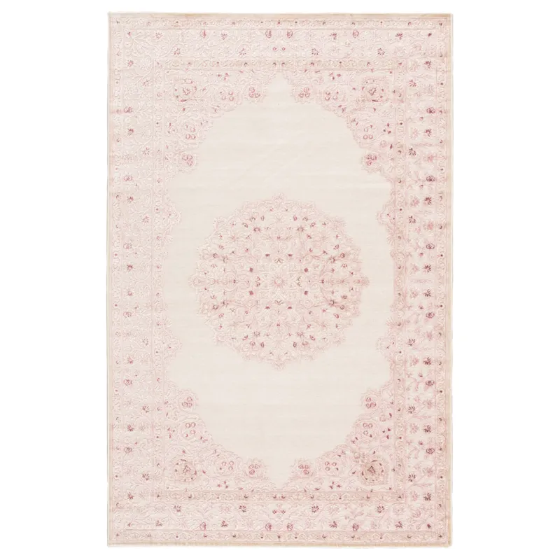 Fables Malo Medallion Pink/ White Area Rug (8'10"X11'9")