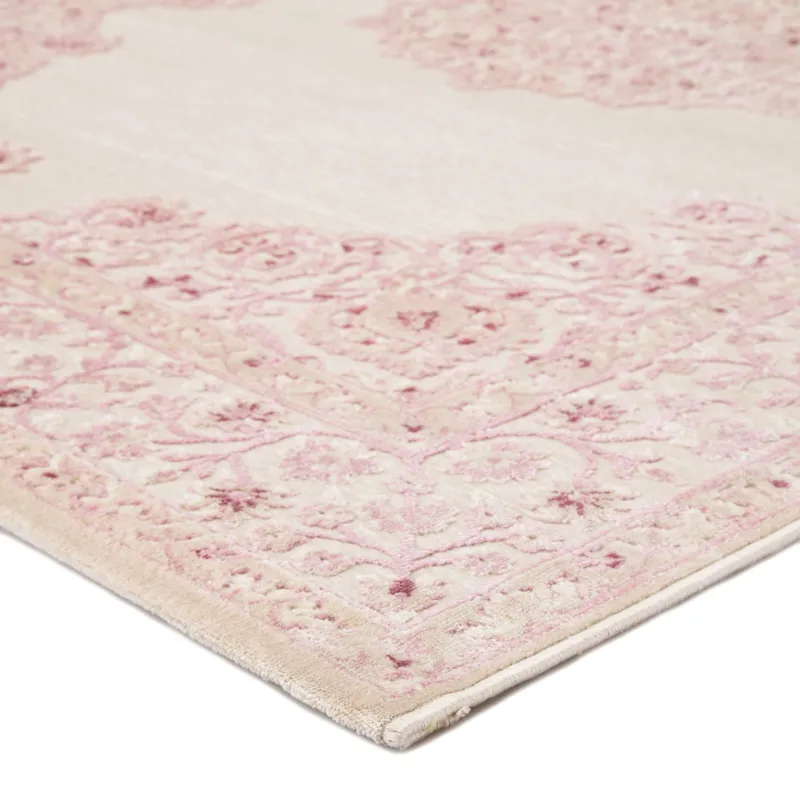 Fables Malo Medallion Pink/ White Runner Rug (2'6"X8')