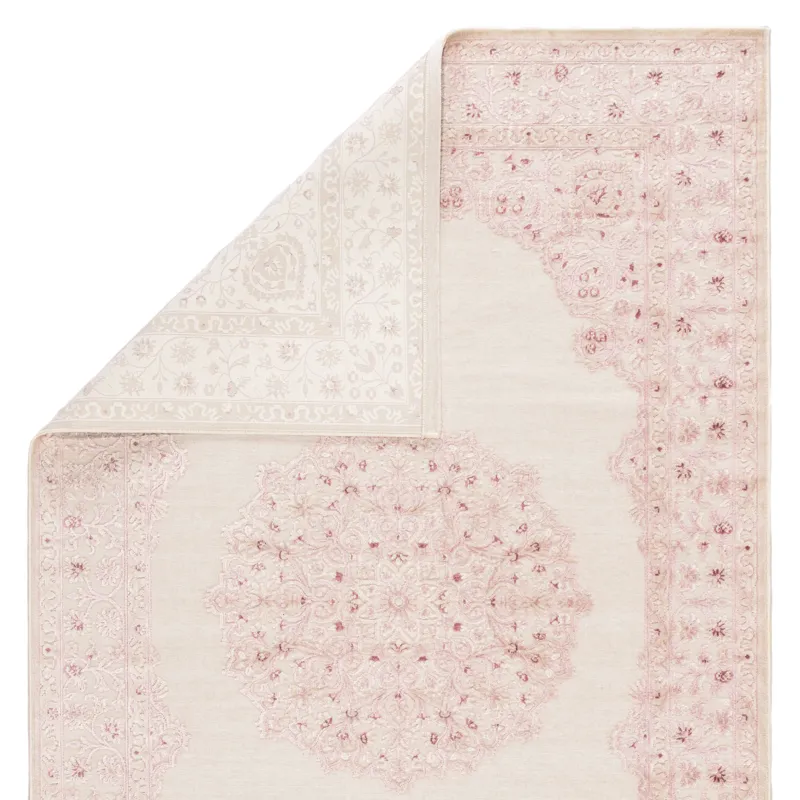 Fables Malo Medallion Pink/ White Runner Rug (2'6"X8')