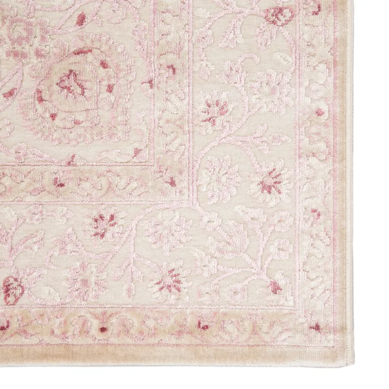 Fables Malo Medallion Pink/ White Runner Rug (2'6"X8')