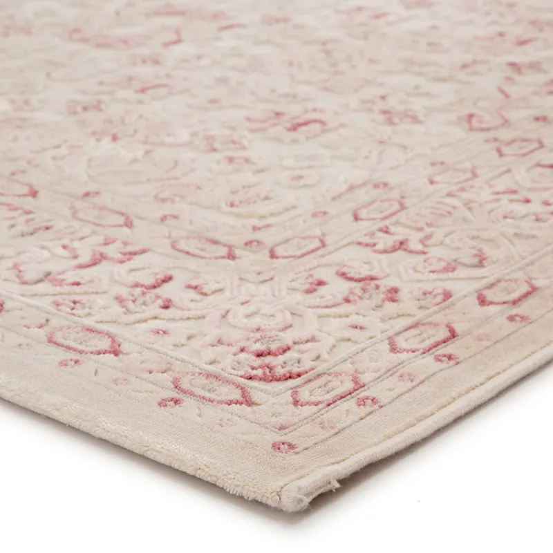 Fables Regal Damask Ivory/ Pink Area Rug (8'10"X11'9")