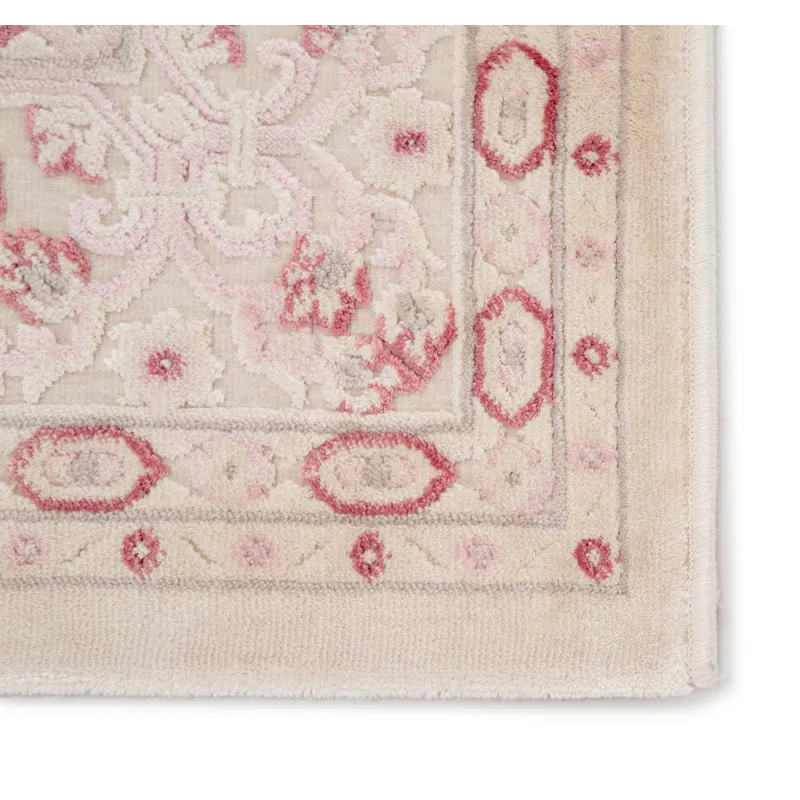 Fables Regal Damask Ivory/ Pink Area Rug (8'10"X11'9")