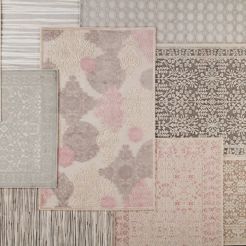 Fables Regal Damask Ivory/ Pink Area Rug (8'10"X11'9")