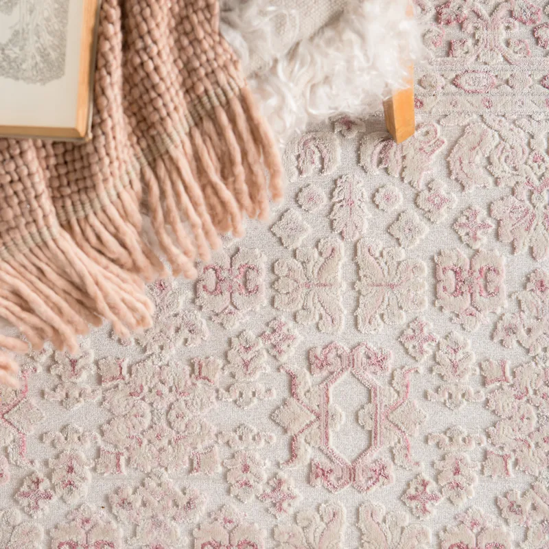 Fables Regal Damask Ivory/ Pink Area Rug (8'10"X11'9")