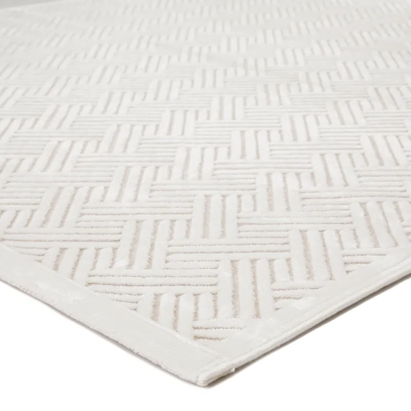Fables Thatch Geometric White Area Rug (5'X7'6")