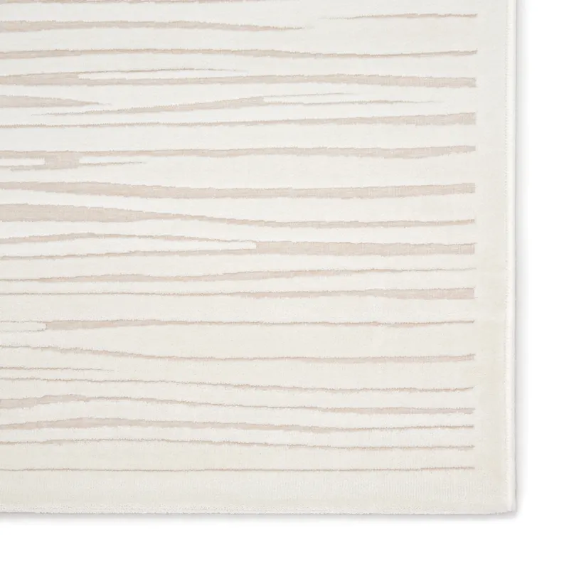Fables Linea Abstract White Runner Rug (2'6"X8')