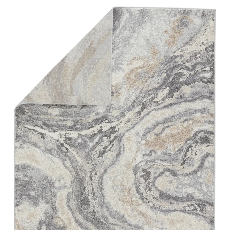 Ferris Vibe by  Gatlin Abstract Gray/ Cream Area Rug (8'X10')