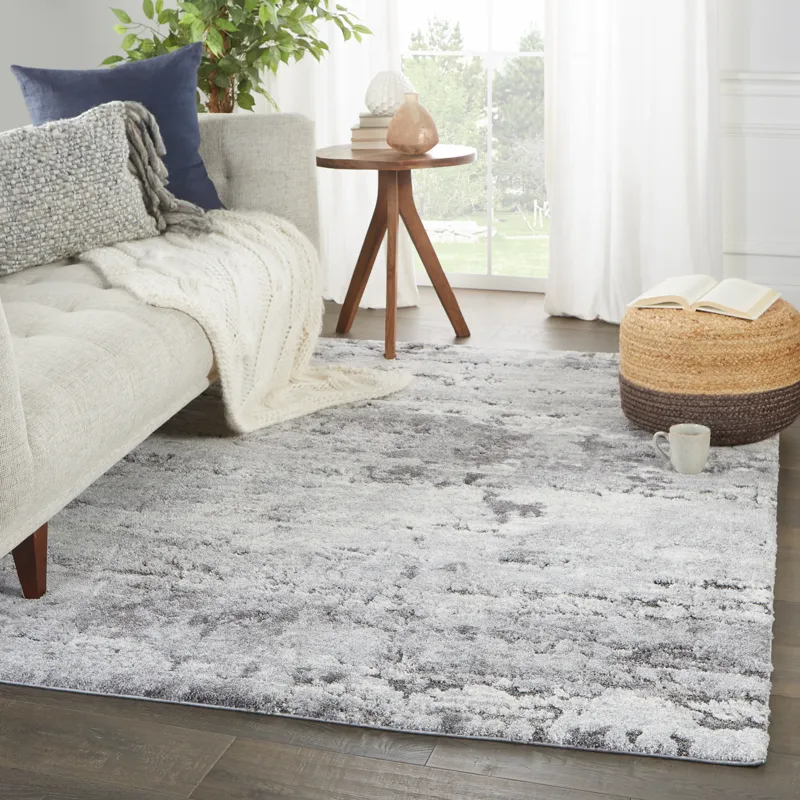 Ferris Vibe by  Coen Abstract Gray/ Ivory Runner Rug (3'X10')