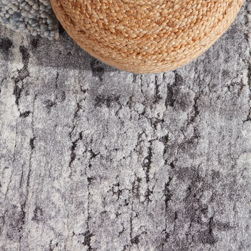 Ferris Vibe by  Coen Abstract Gray/ Ivory Runner Rug (3'X10')