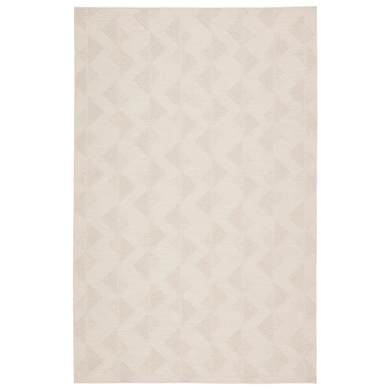 Fresno Zemira Indoor/ Outdoor Geometric Cream Area Rug (4'X5'7")