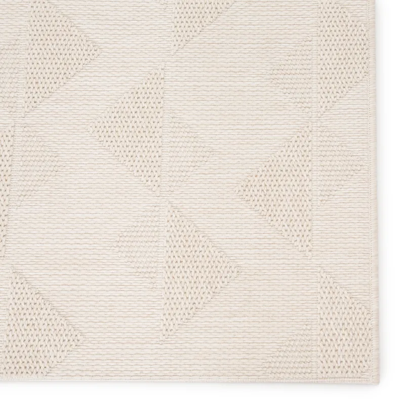 Fresno Zemira Indoor/ Outdoor Geometric Cream Area Rug (4'X5'7")