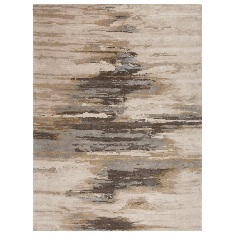 Genesis Ryenn Handmade Abstract Cream/ Gold Area Rug (5'X8')