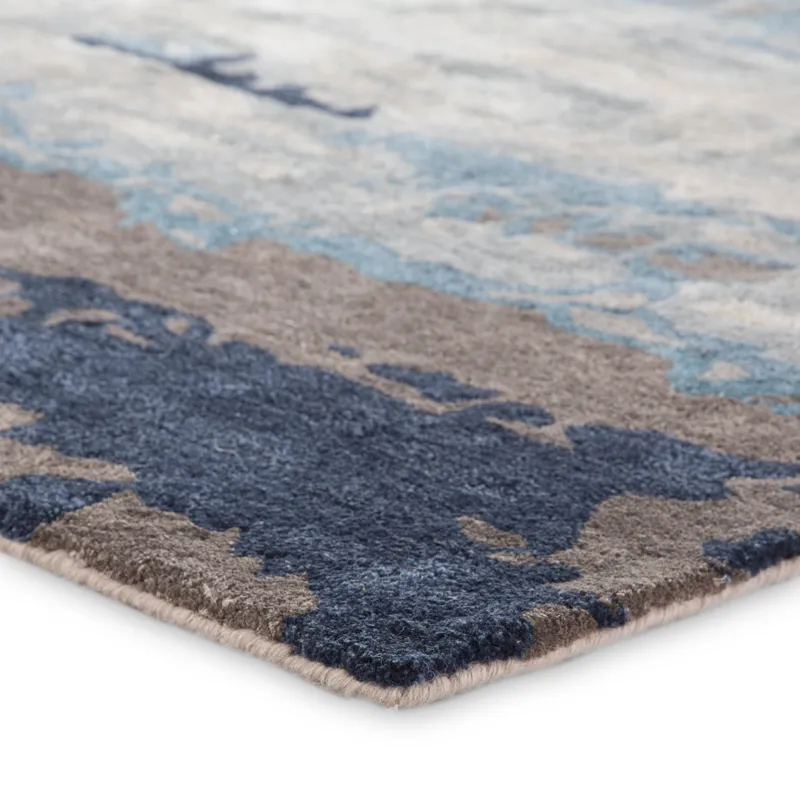 Genesis Benna Handmade Abstract Blue/ Gray Area Rug (6'X9')