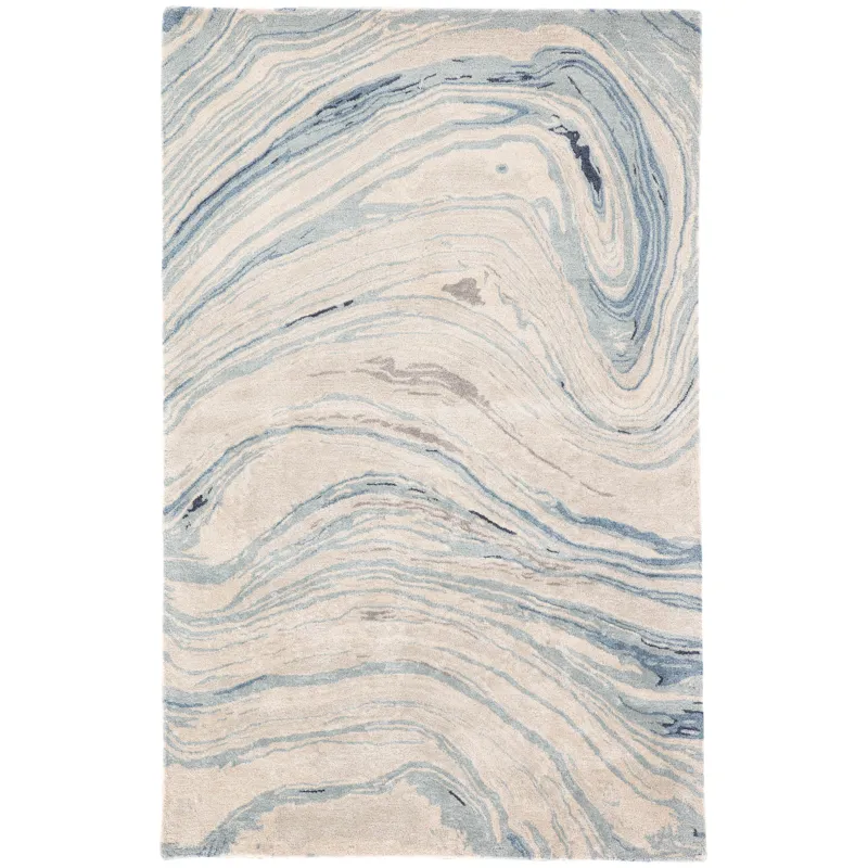 Genesis Atha Handmade Abstract Blue/ Gray Area Rug (6'X9')