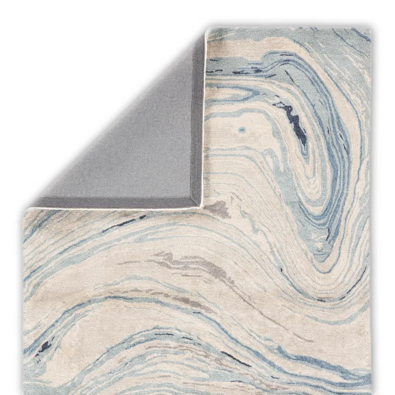 Genesis Atha Handmade Abstract Blue/ Gray Area Rug (6'X9')