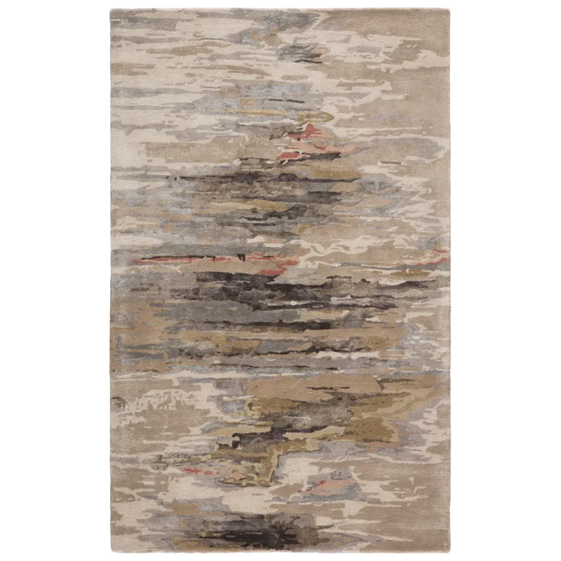 Genesis Ryenn Handmade Abstract Taupe/ Blush Area Rug (5'X8')