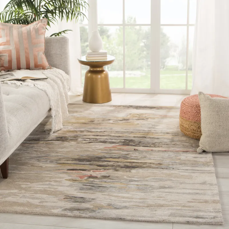 Genesis Ryenn Handmade Abstract Taupe/ Blush Area Rug (5'X8')