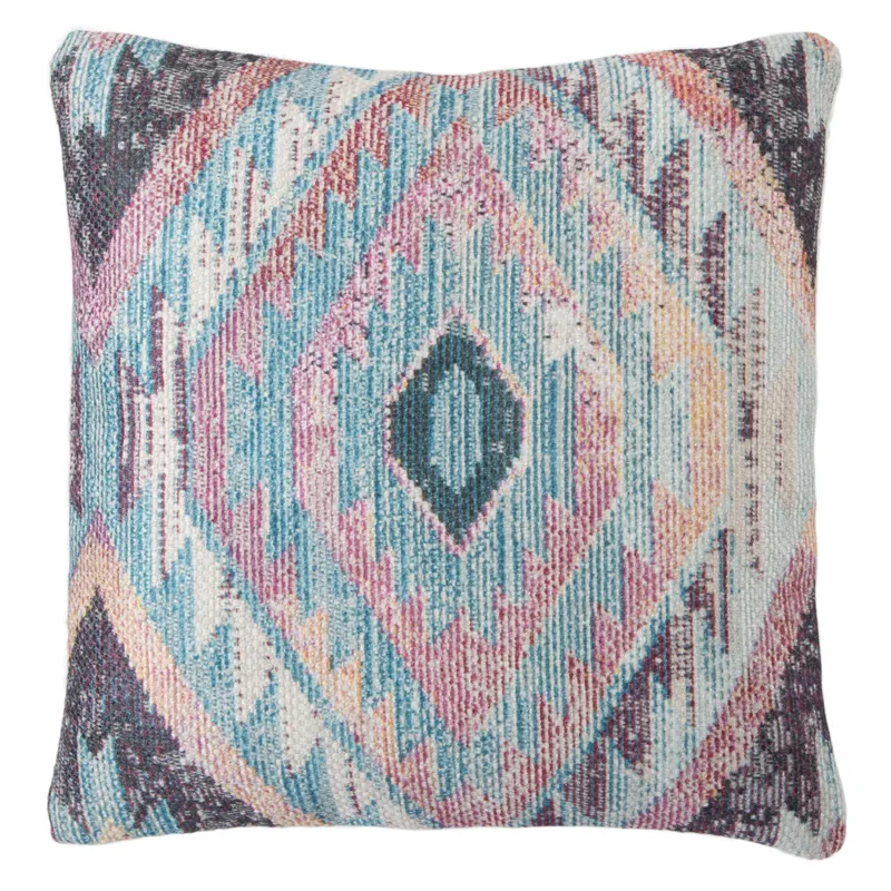 Groove by Nikki Chu Nikki Chu by  Sinai Indoor/ Outdoor Tribal Blue/ Multicolor Throw Pillow 18 inch