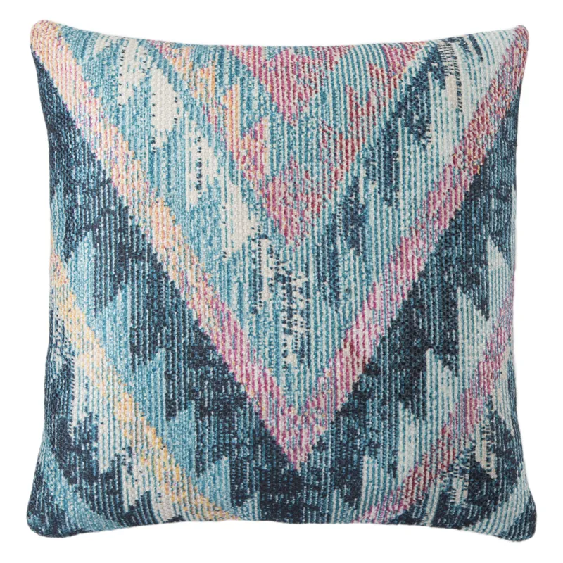 Groove by Nikki Chu Nikki Chu by  Petra Indoor/ Outdoor Tribal Blue/ Multicolor Throw Pillow 18 inch