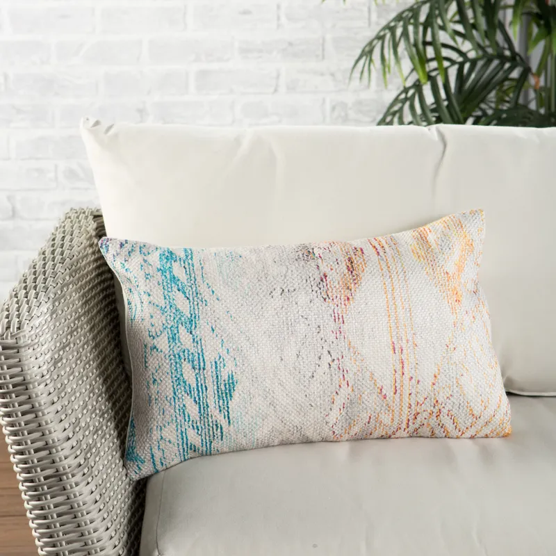 Groove by Nikki Chu Nikki Chu by  Tribe Indoor/ Outdoor Tribal Multicolor/ White Lumbar Pillow