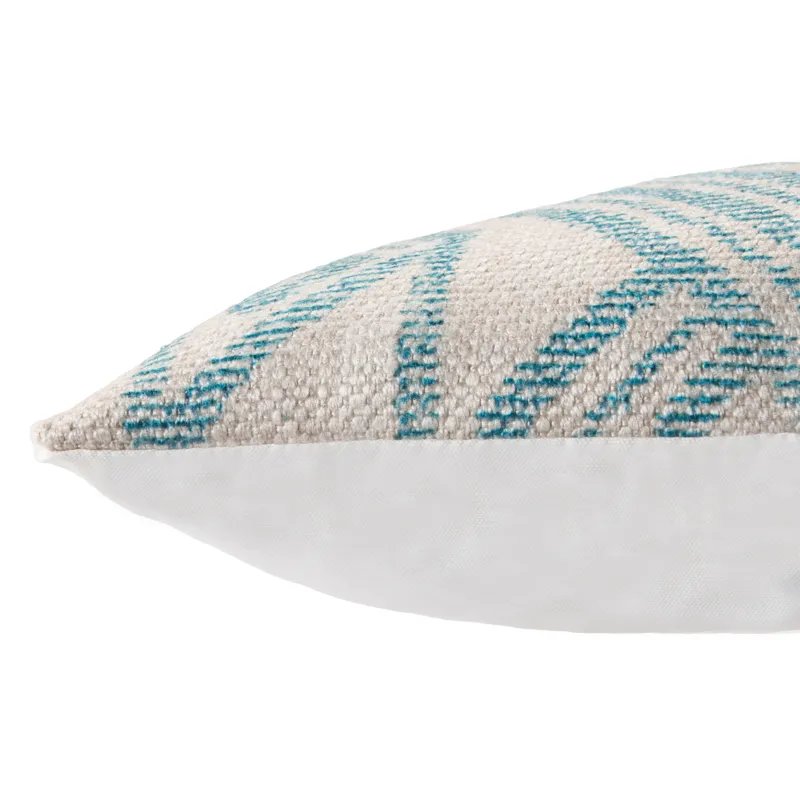 Groove by Nikki Chu Nikki Chu by  Malae Indoor/ Outdoor Tribal Turquoise/ Cream Throw Pillow 22 inch