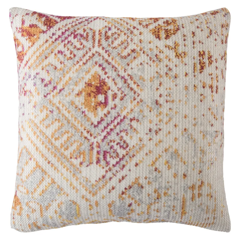 Groove by Nikki Chu Nikki Chu by  Siva Indoor/ Outdoor Tribal Pink/ Gold Throw Pillow 22 inch
