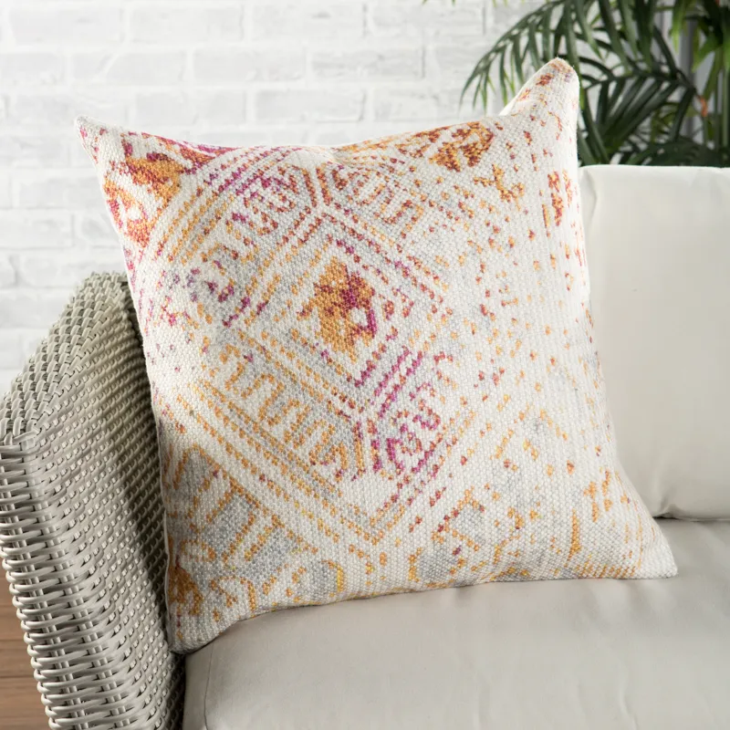 Groove by Nikki Chu Nikki Chu by  Siva Indoor/ Outdoor Tribal Pink/ Gold Throw Pillow 22 inch