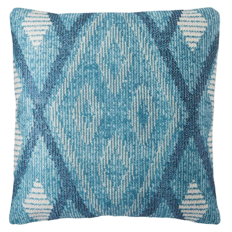 Groove by Nikki Chu Nikki Chu by  Sadler Indoor/ Outdoor Tribal Blue/ White Throw Pillow 22 inch