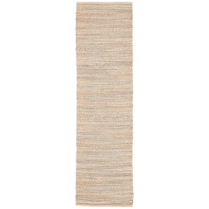 Himalaya Canterbury Natural Solid Beige/ Blue Runner Rug (2'6"X9')