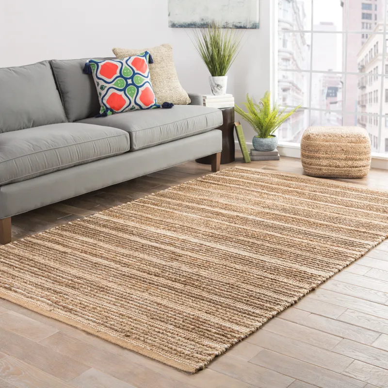 Himalaya Clifton Natural Solid Tan/ White Runner Rug (2'6"X9')